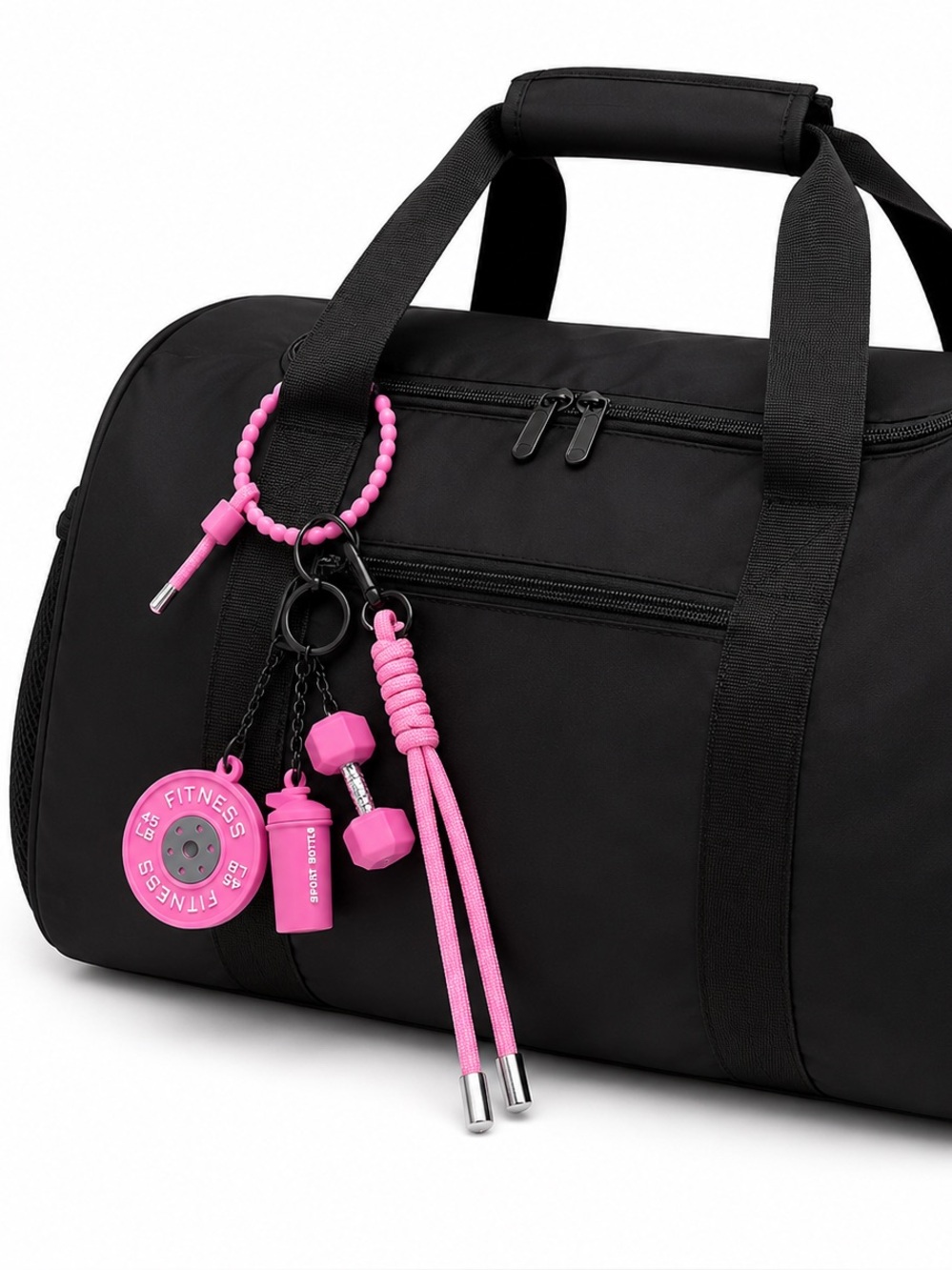 Pink Gym Bag Charm Keychain Y2K Fitness Girl Aesthetic | Cute Sporty Accessory